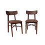 Voir la diapositive 1 : SWEEEK Lot de 2 chaises bois d'hévéa et assise simili cuir marron. vintage. L 43.5 x P 48 x H 81cm