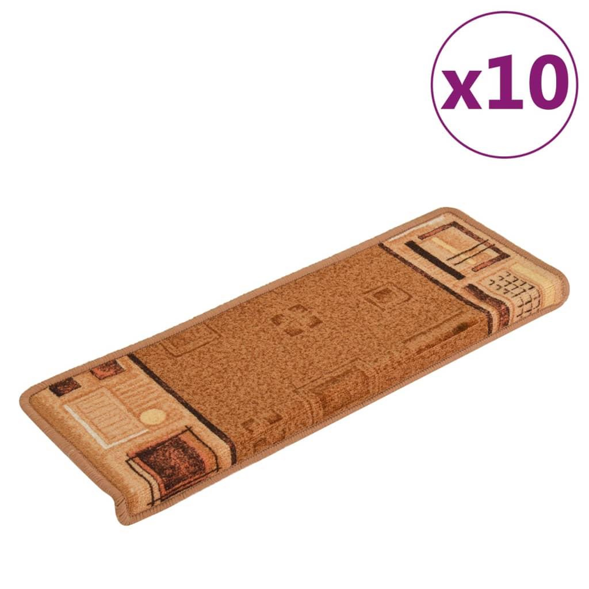 Voir la diapositive 2 : VIDAXL Tapis d'escalier autoadhesifs 10 pcs 65x21x4 cm Beige