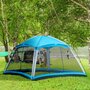 OUTSUNNY Tente de camping familiale - tente dôme 8 pers. max. - sac de transport, 4 parois en maille - dim. 3,6L x 3,6l x 2,2H m - polyester bleu