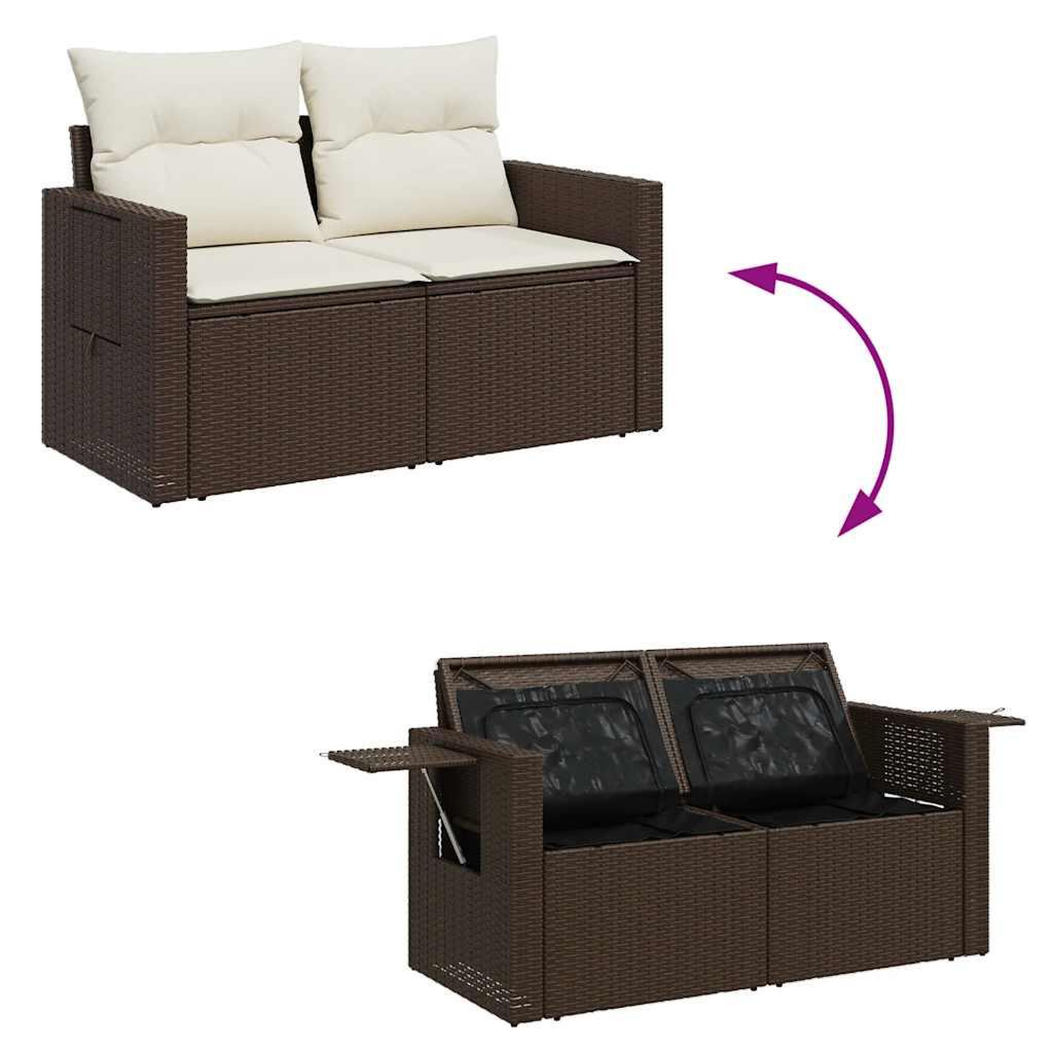 Voir la diapositive 6 : VIDAXL Salon de jardin avec coussins 9 pcs marron resine tressee