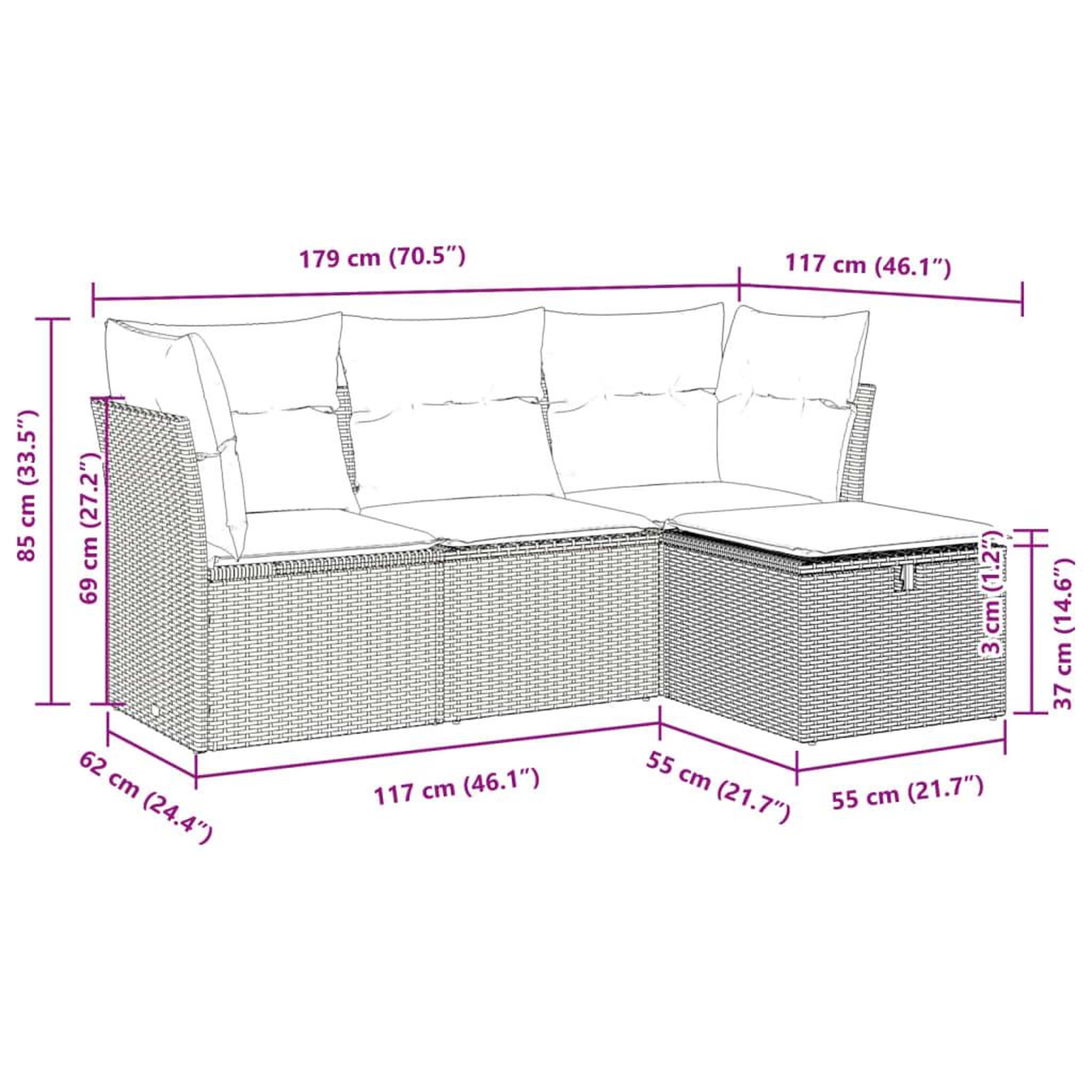 Voir la diapositive 6 : VIDAXL Salon de jardin avec coussins 4 pcs beige resine tressee