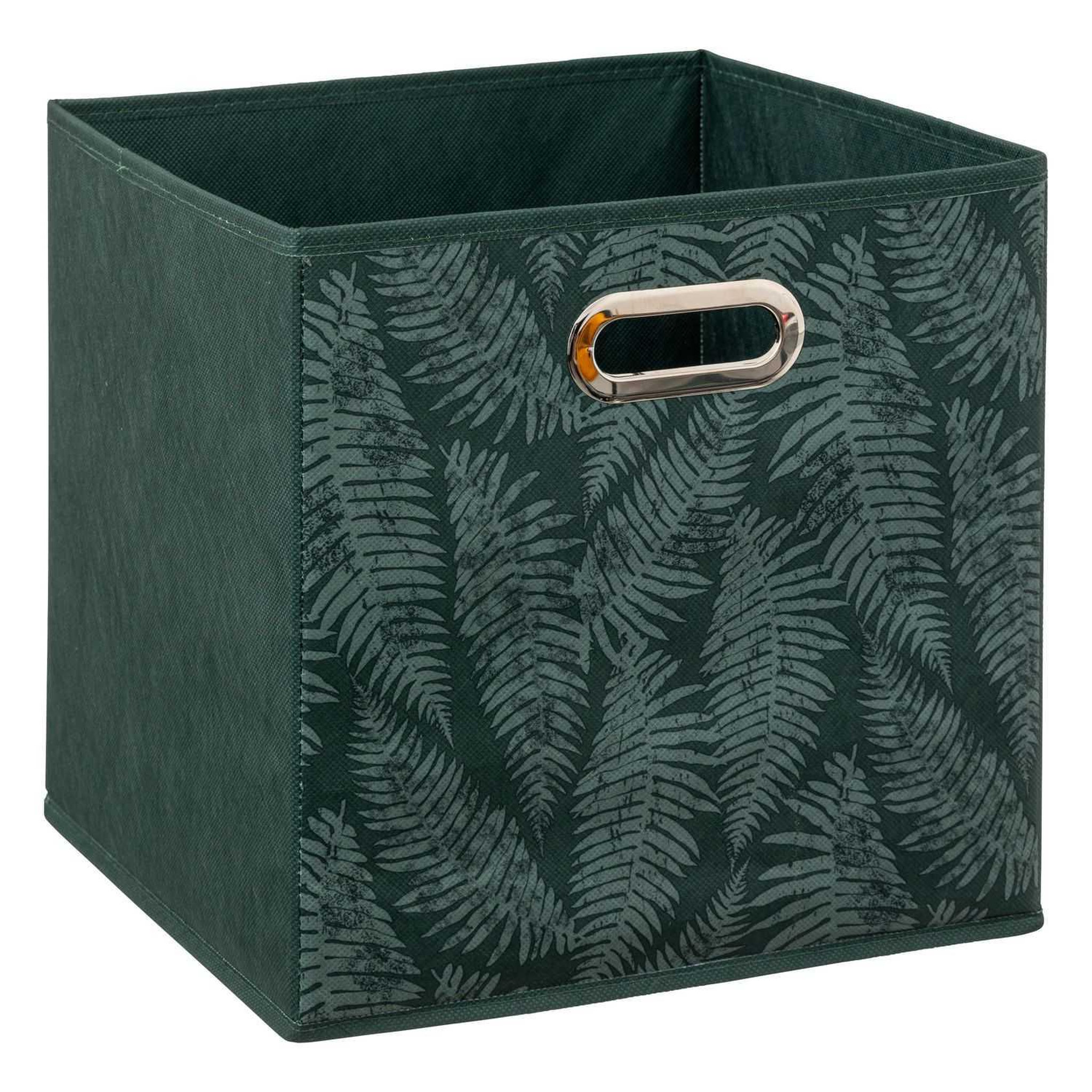 Voir la diapositive 3 : TOILINUX Lot de 6 boites de rangement en tissu herbier - 31x31x31cm - vert