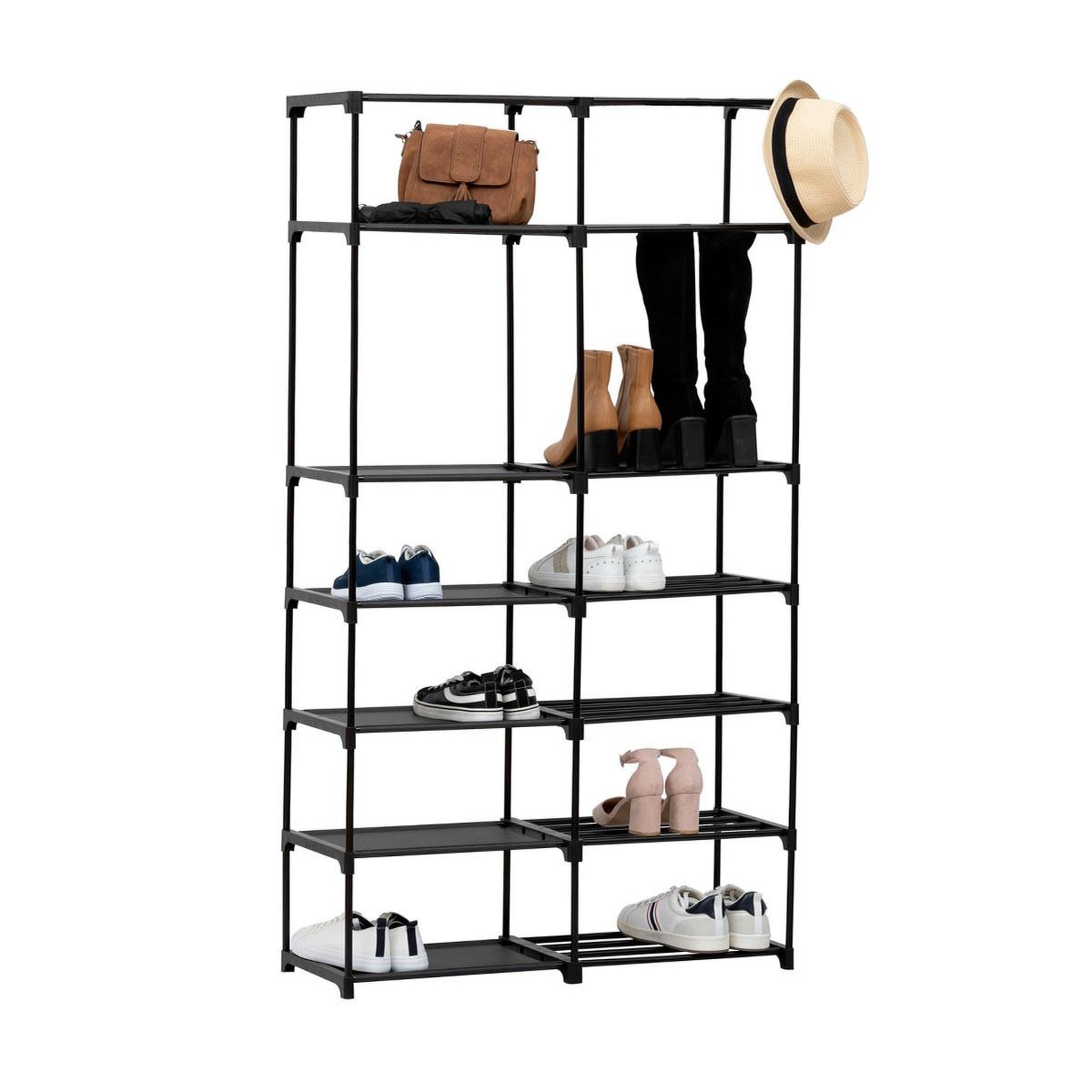 Voir la diapositive 5 : FIVE Range-chaussures 8 niveaux  32 paires  155cm noir
