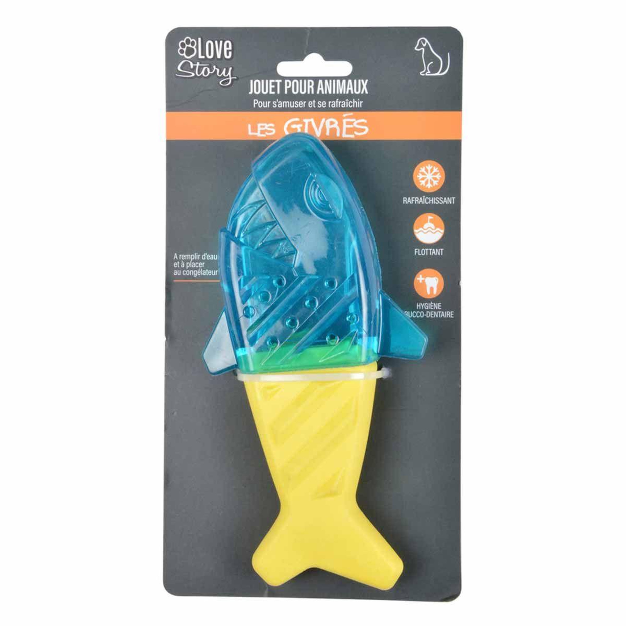 Voir la diapositive 4 : LOVE STORY Jouet pour chien givré  requin  18cm bleu & jaune