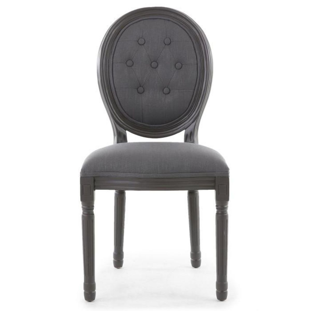 Paris Prix Lot de 2 Chaises Médaillon  Quing  Capitonné Tissu Gris