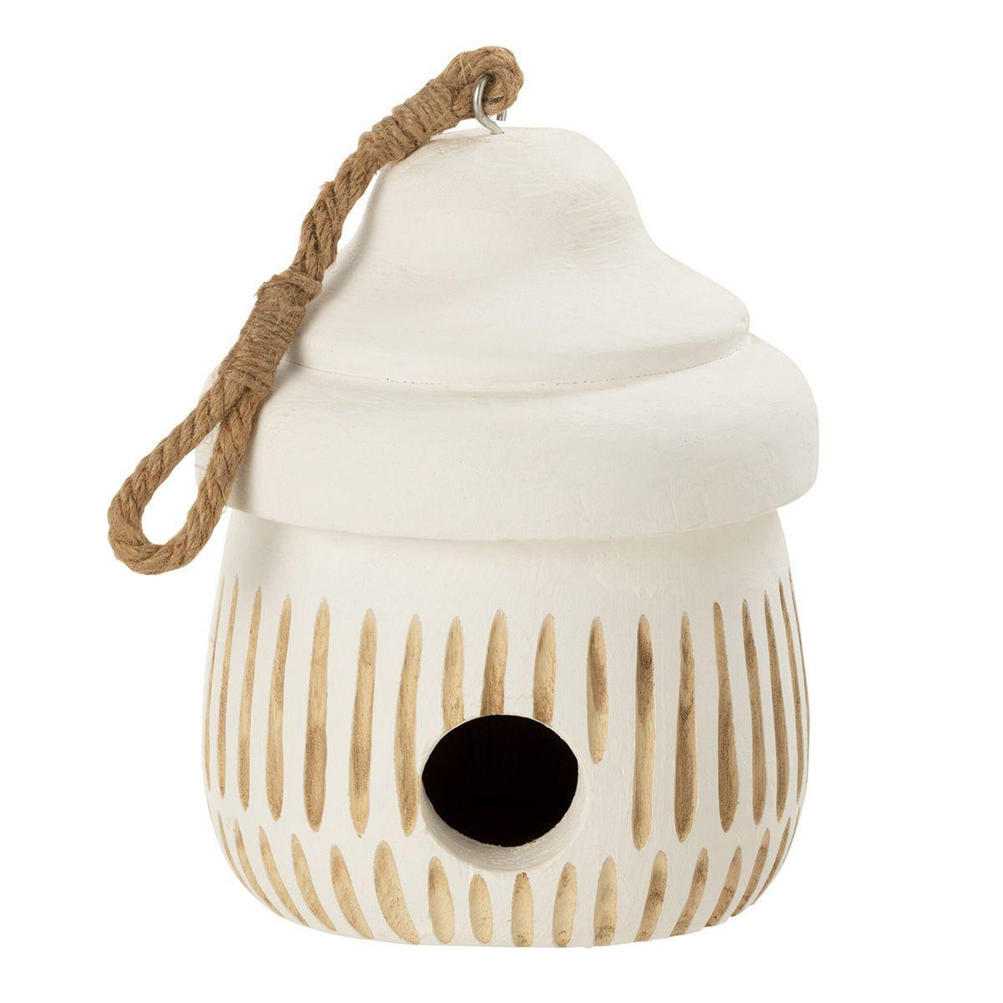 J-LINE Nichoir pour oiseaux en bois  ying  27cm blanc & naturel