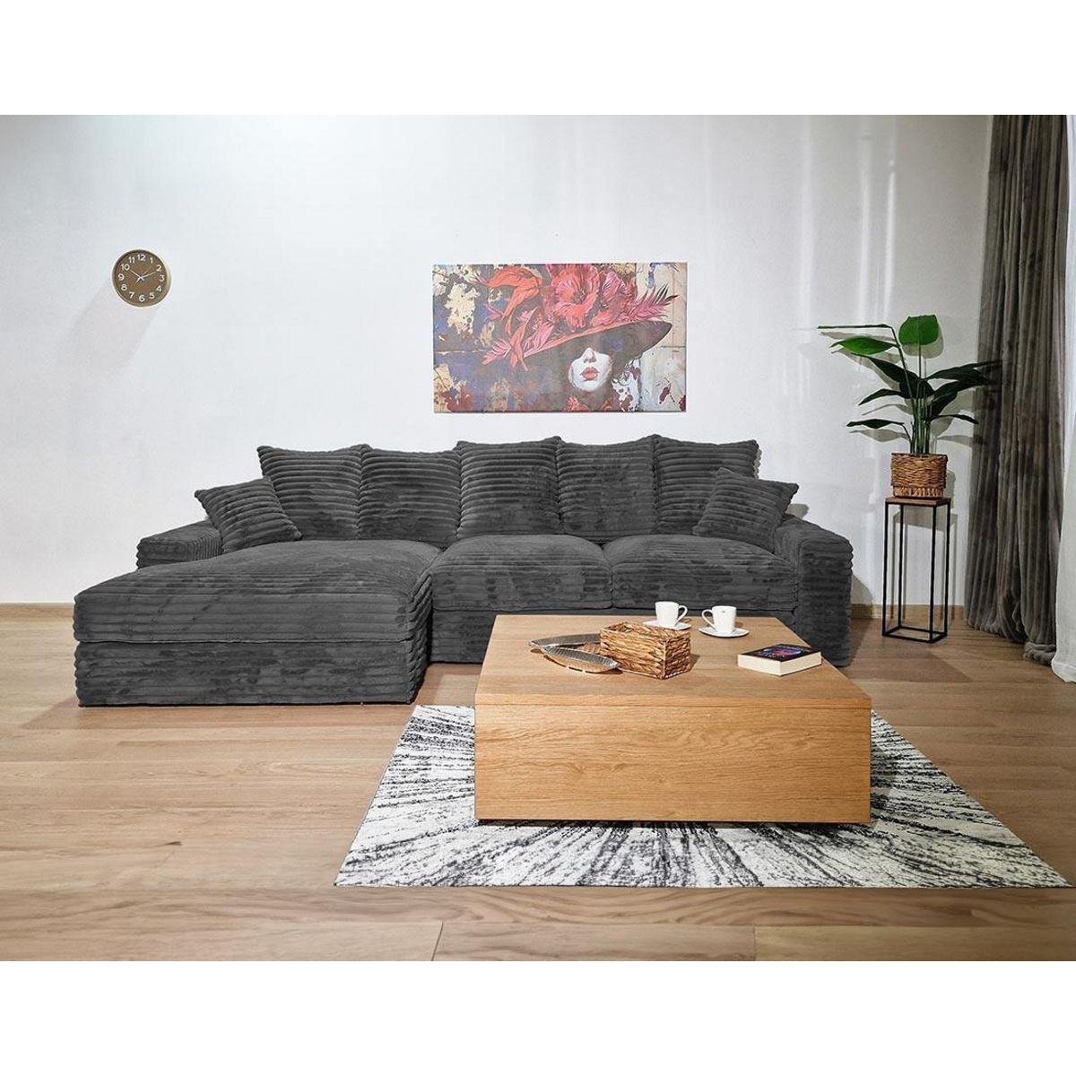 LISA DESIGN Andy - canapé d'angle gauche 5 places en fausse fourrure côtelée