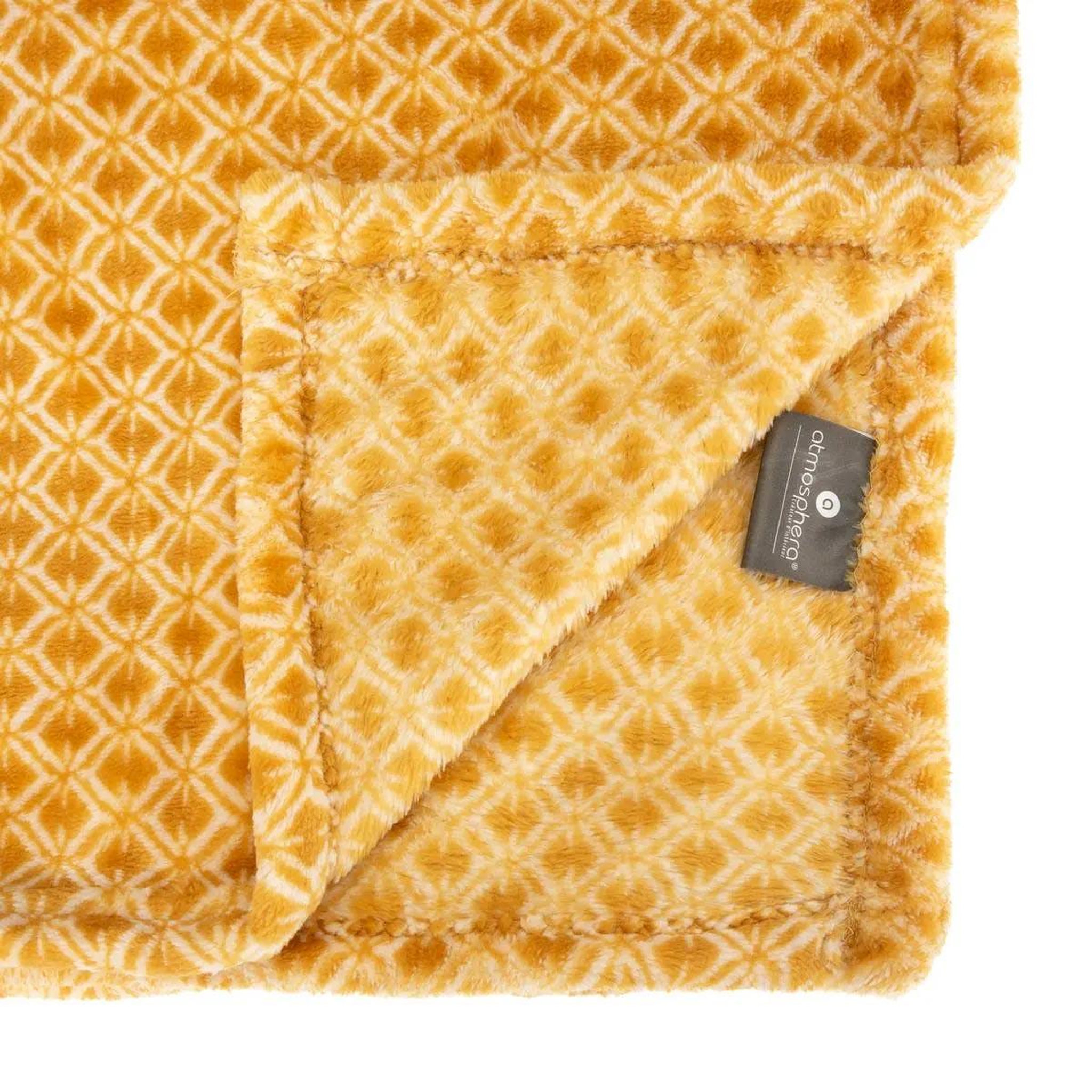 Voir la diapositive 2 : ATMOSPHERA Plaid flanelle imprimé  otto  125x150cm jaune ocre