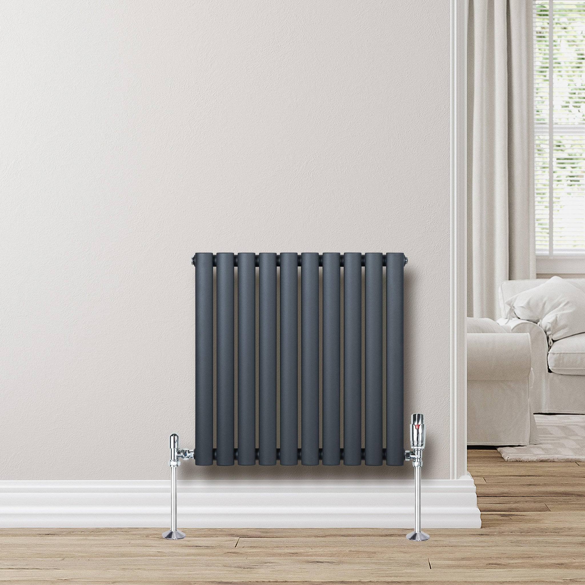 Voir la diapositive 4 : MONSTERSHOP Radiateur à colonnes ovales, 1 panneau - 600 x 600 mm