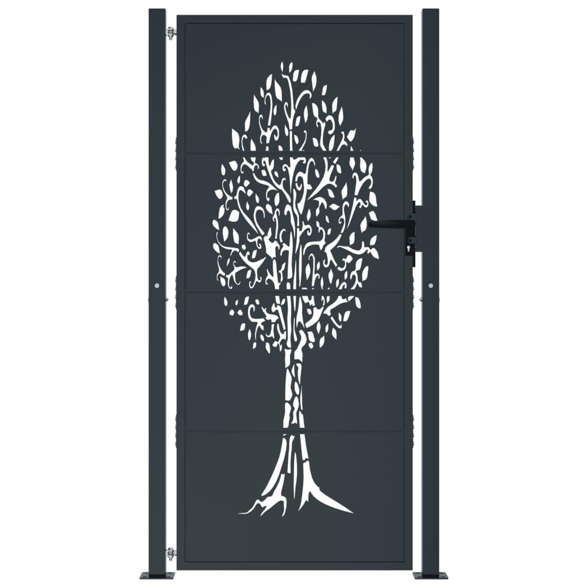 Voir la diapositive 3 : VIDAXL Portail de jardin anthracite 105x180cm acier conception d'arbre