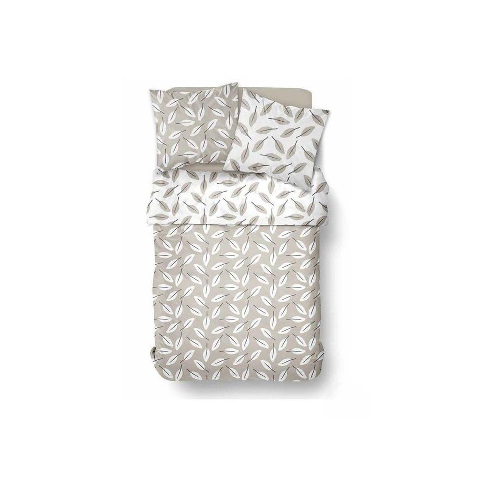 Voir la diapositive 4 : Today Parure de lit today sunshine coton beige à motif floral feuillages 240x220 cm avec 2 taies 63x63