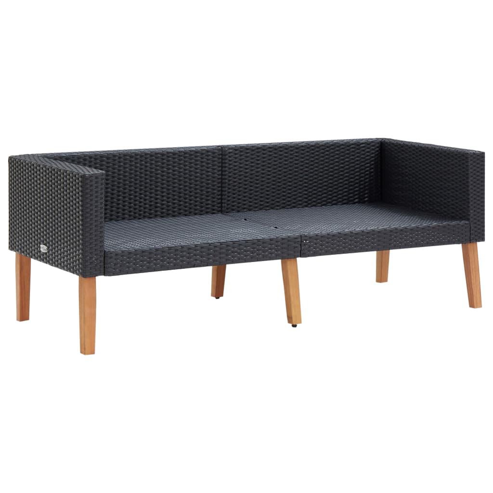 Voir la diapositive 5 : VIDAXL Salon de jardin 3 pcs avec coussins Resine tressee Noir