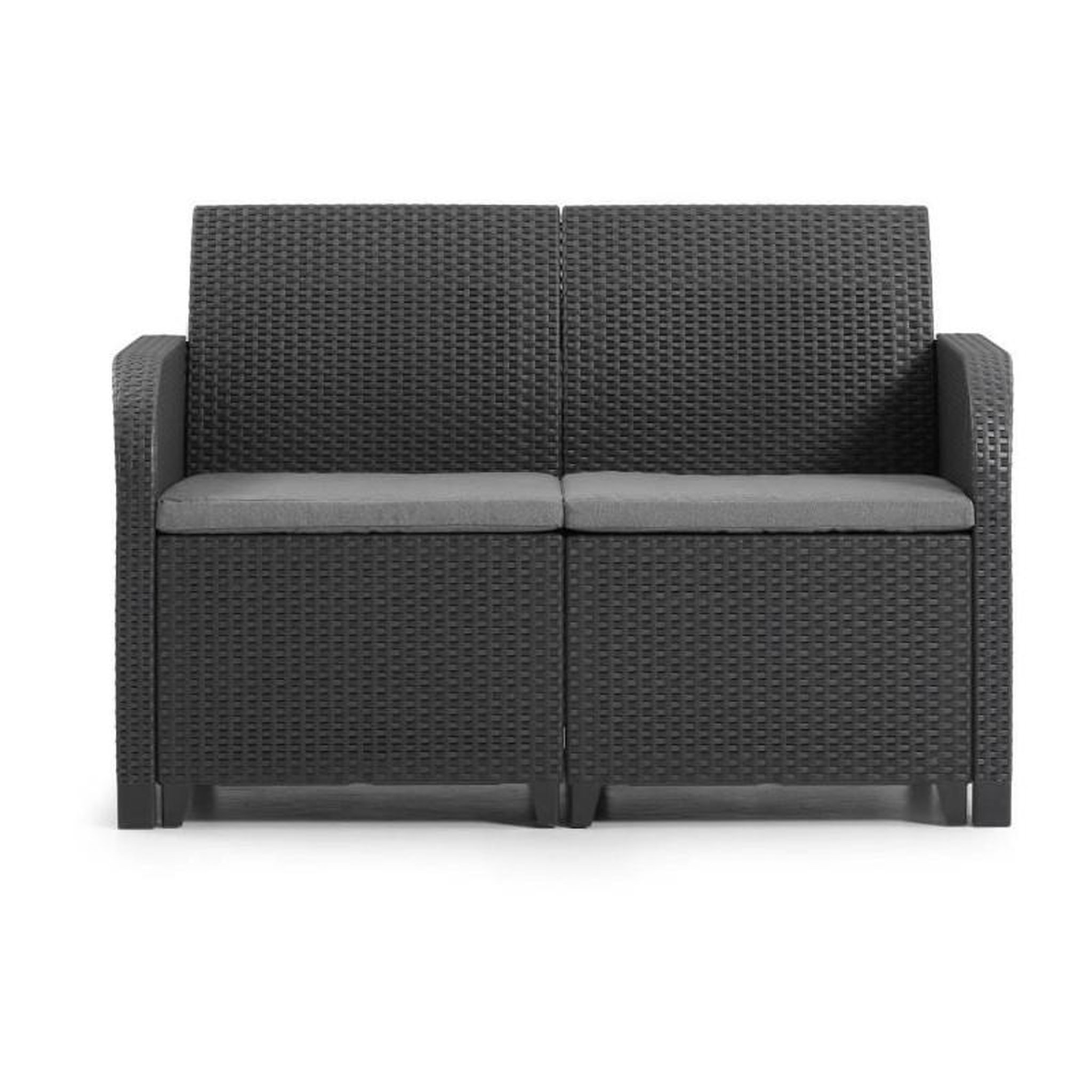 Voir la diapositive 3 : ALLIBERT by KETER Allibert by KETER - Sanremo - canape de jardin - en resine aspect rotin tresse - gris graphite