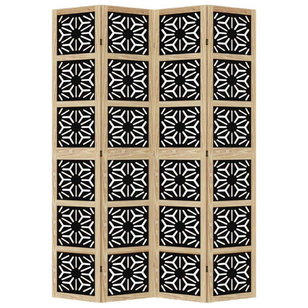 VIDAXL Cloison de separation 4 panneaux marron noir paulownia massif