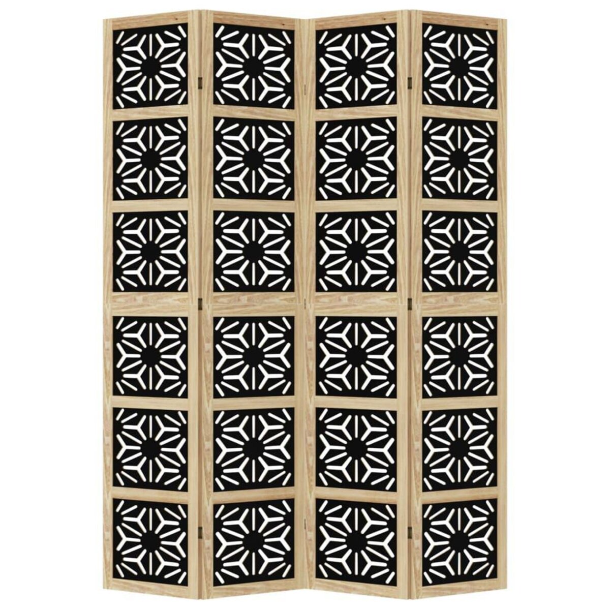 VIDAXL Cloison de separation 4 panneaux marron noir paulownia massif