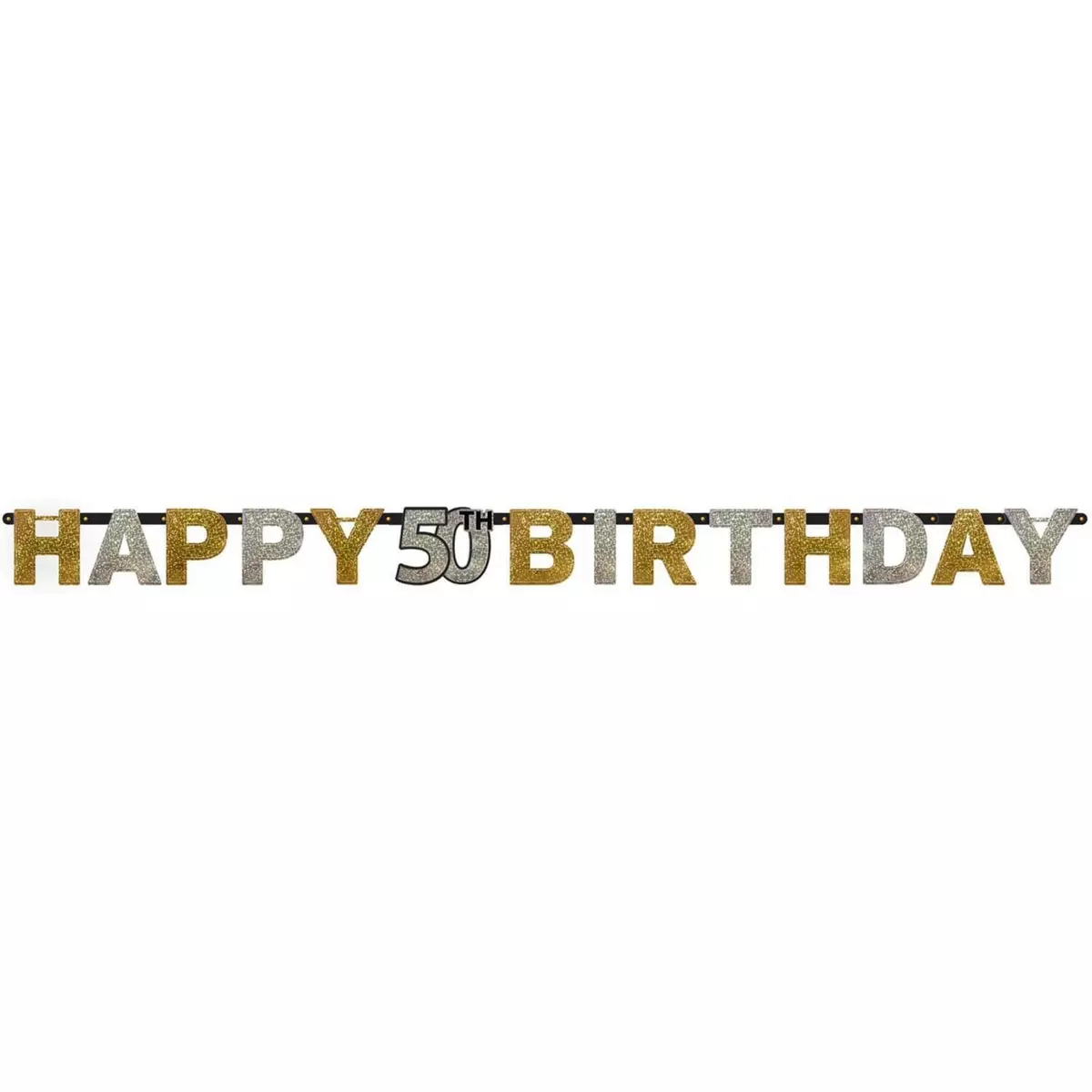  Guirlande Lettres - Foil Happy Birthday 50 Sparkling Celebration Dorée - 213 x 16.2 cm