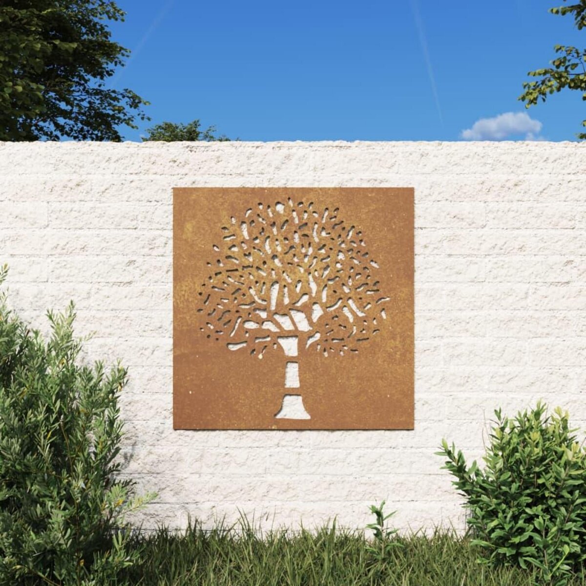 VIDAXL Decoration murale jardin 55x55 cm acier corten design d'arbre