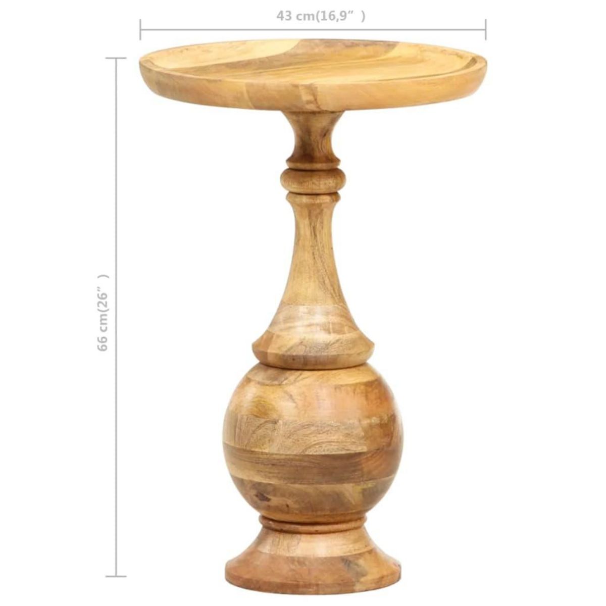 VIDAXL Table d'appoint ronde 43x43x66 cm Bois de manguier massif