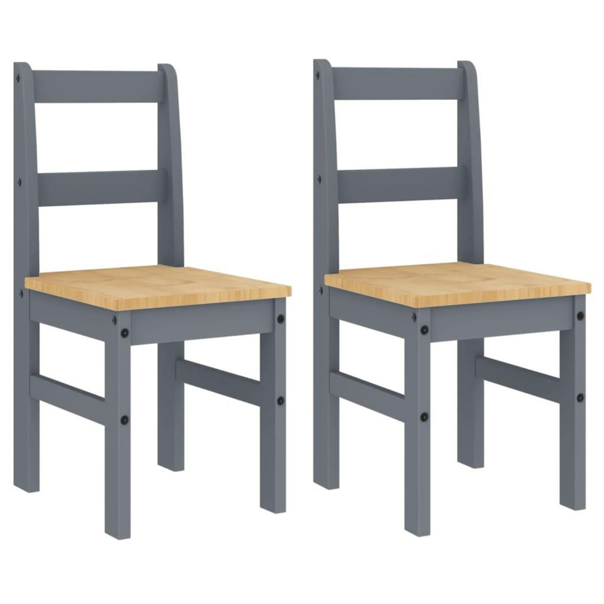 VIDAXL Chaises a manger lot de 2 Panama gris bois massif de pin
