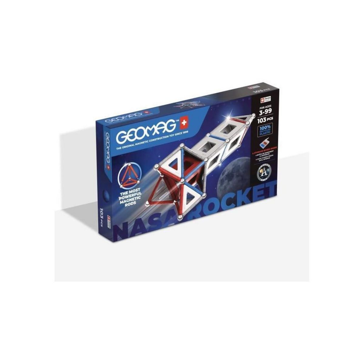 Geomag Jeu de construction magnétique - GEOMAG - Classic Panels - Fusée NASA - 103 pieces - Magnétique - Des 3 ans