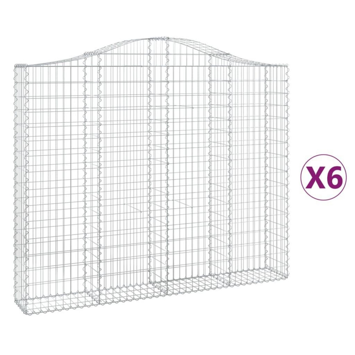 VIDAXL Paniers a gabions arques 6 pcs 200x30x160/180 cm Fer galvanise
