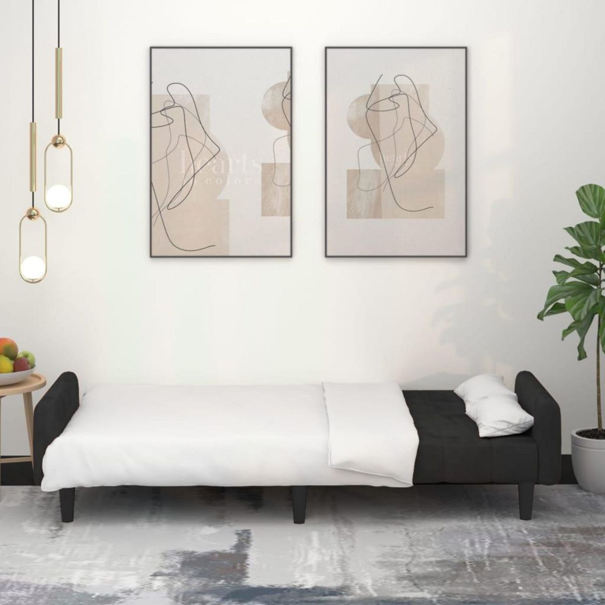 VIDAXL Canape-lit 2 places noir velours