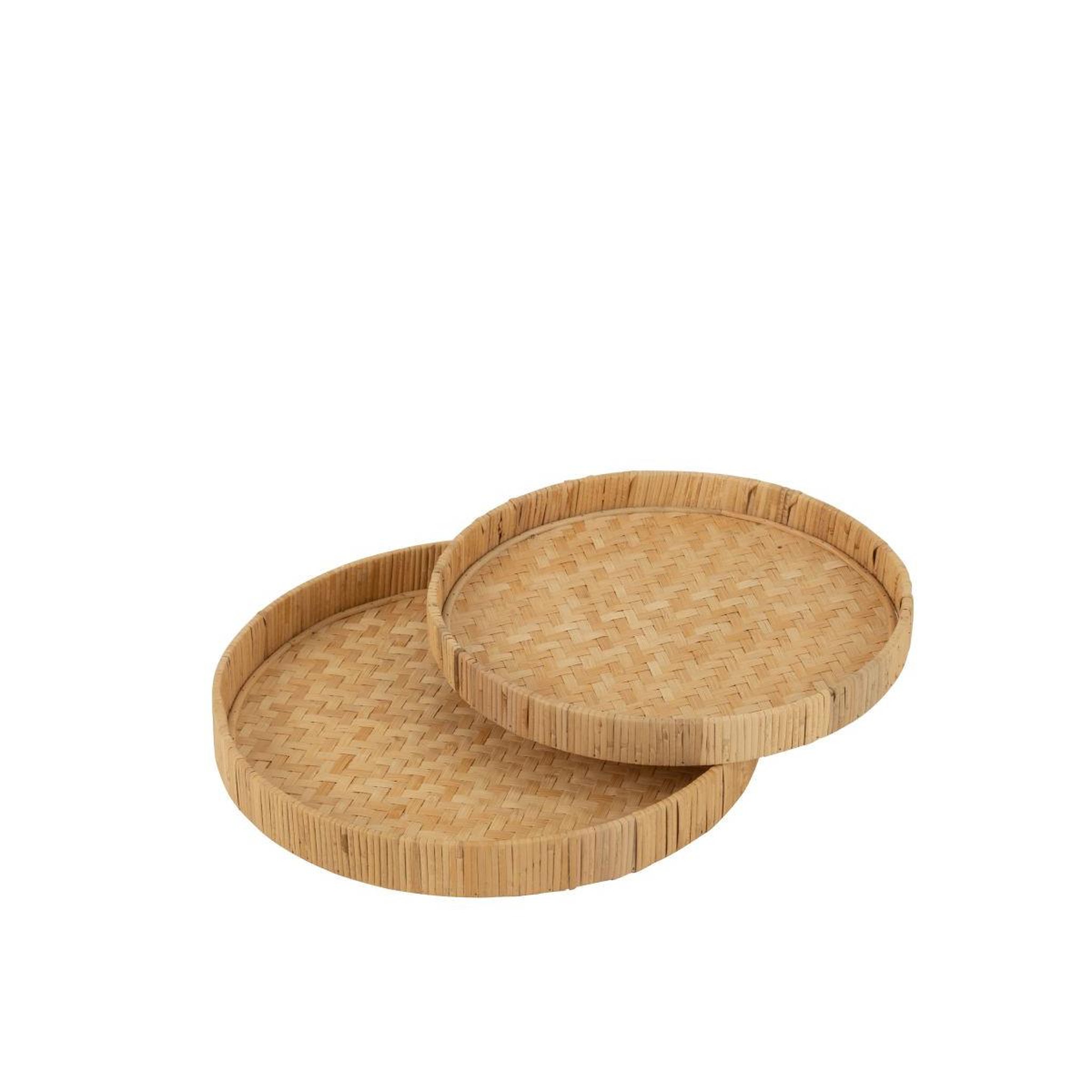 Voir la diapositive 3 : J-LINE Lot de 2 plateaux en bambou  refugio  45cm naturel