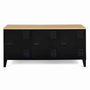 Voir la diapositive 3 : ID MARKET Buffet bas 113 cm ESTER 3 portes métal noir plateau bois design industriel