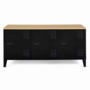 Voir la diapositive 3 : ID MARKET Buffet bas 113 cm ESTER 3 portes métal noir plateau bois design industriel