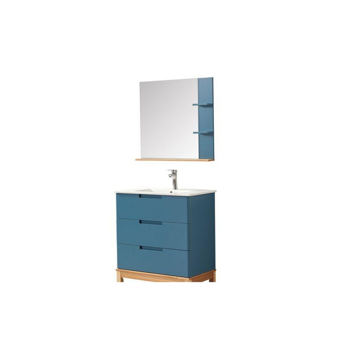 WILSA Ensemble de salle de bain bleu 80 cm