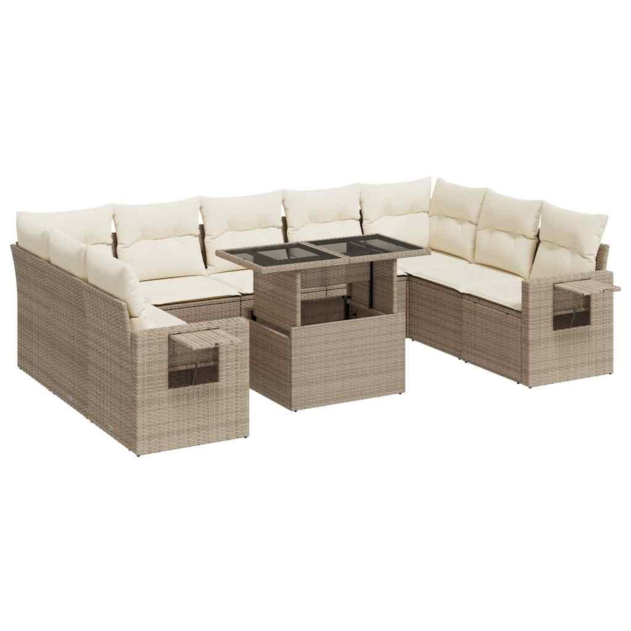 Voir la diapositive 2 : VIDAXL Salon de jardin avec coussins 10 pcs beige resine tressee