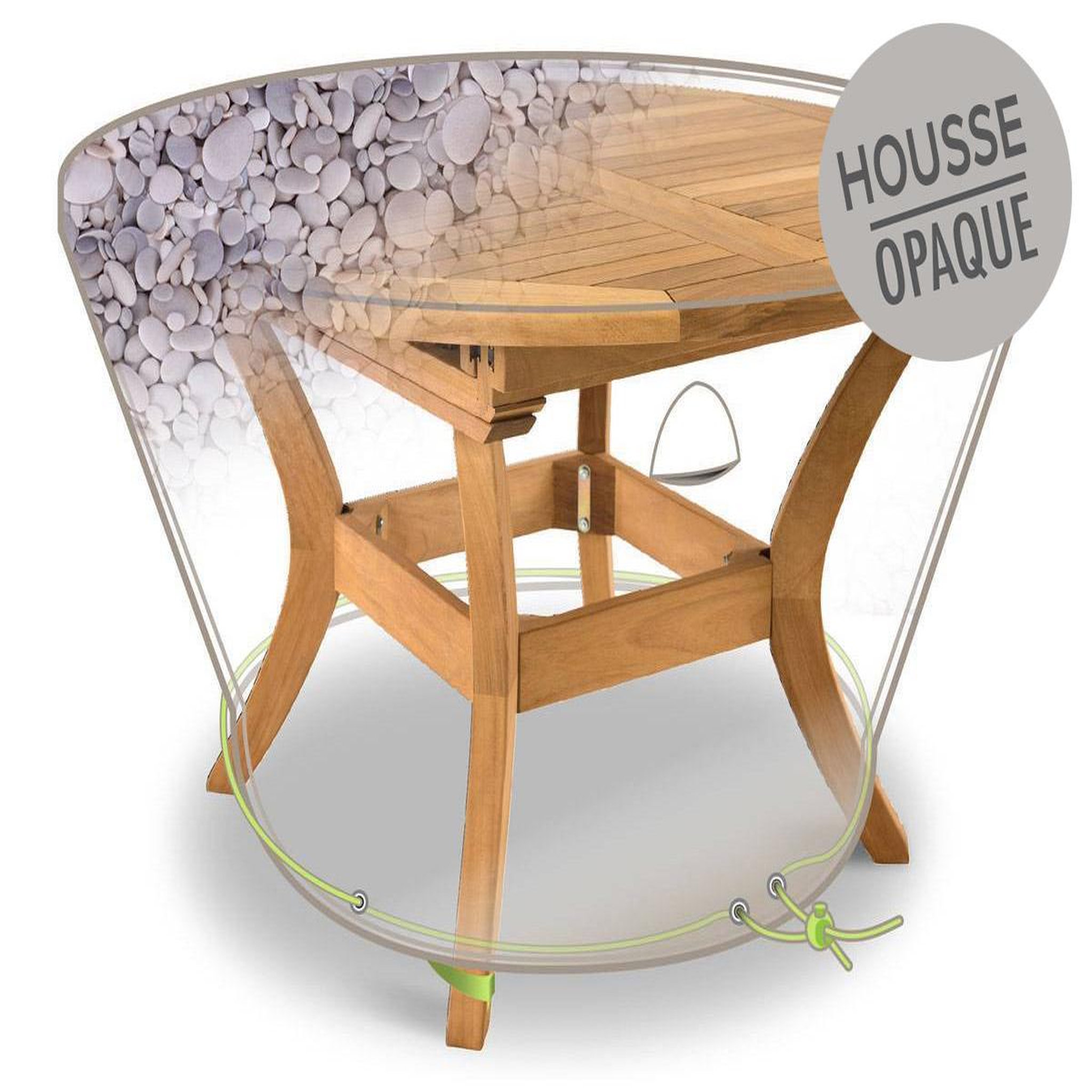 Jardiline Housse de protection Cover Print galets pour table de jardin ronde - Ø 120 x 50 cm