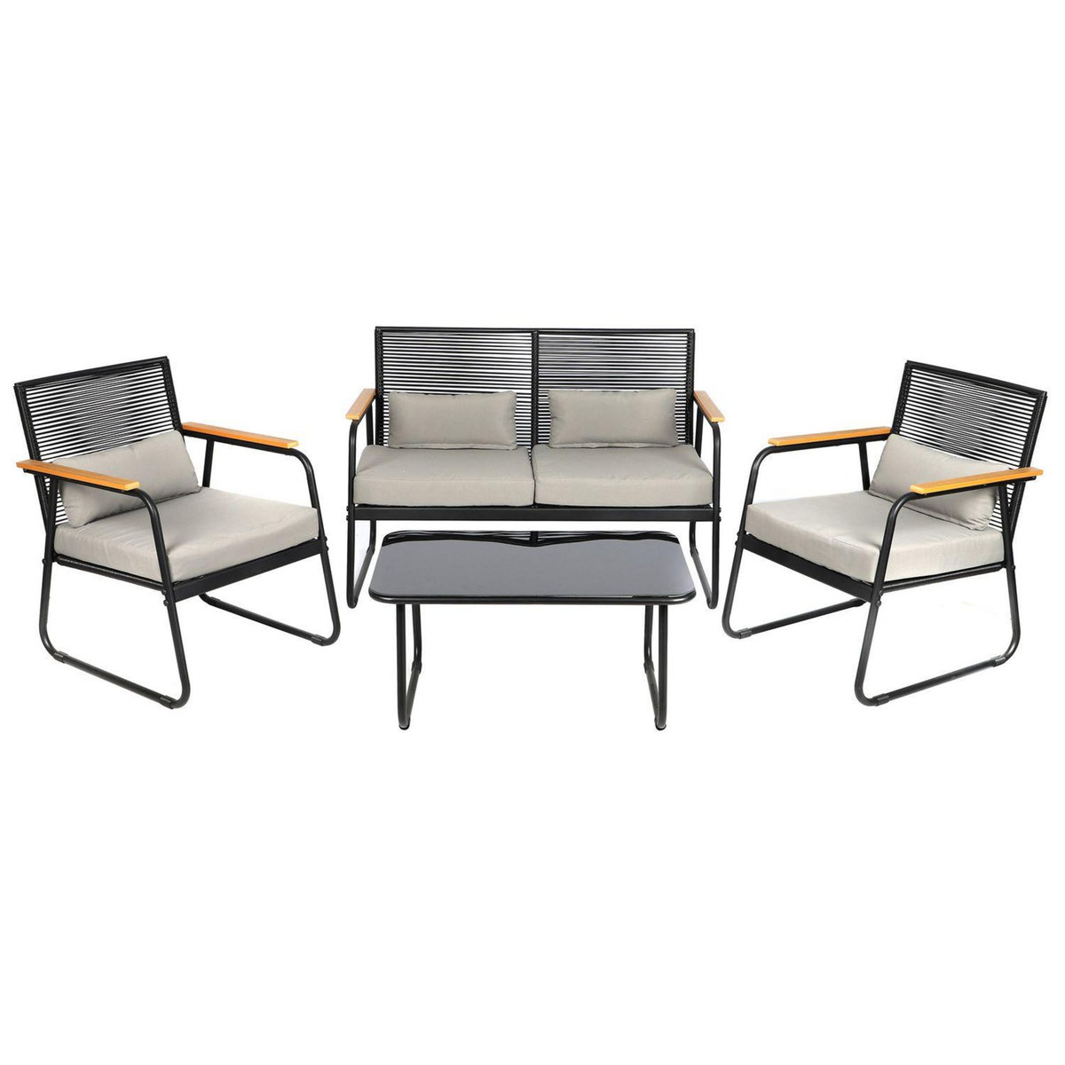 SUNNYDAYS Salon de jardin Capri en résine et métal - 4 places