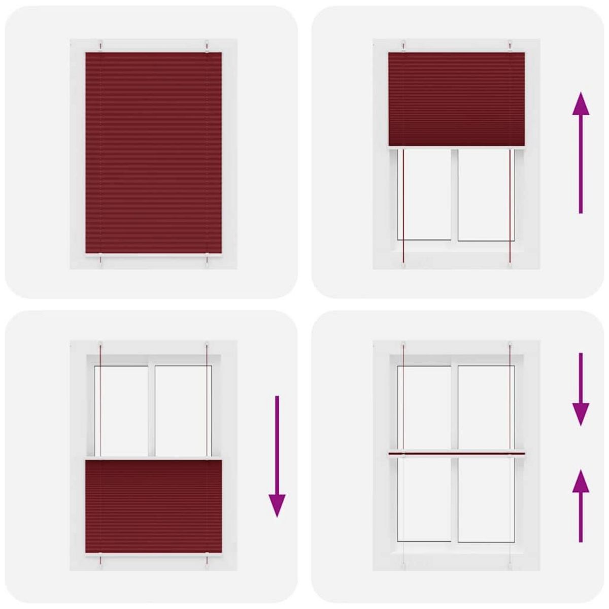 VIDAXL Store plisse rouge bordeaux 100x150 cm largeur du tissu 99,4 cm