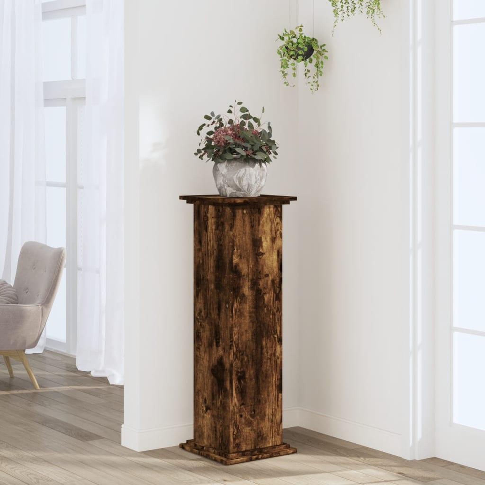 VIDAXL Support pour plantes chene fume 33x33x100 cm bois d'ingenierie