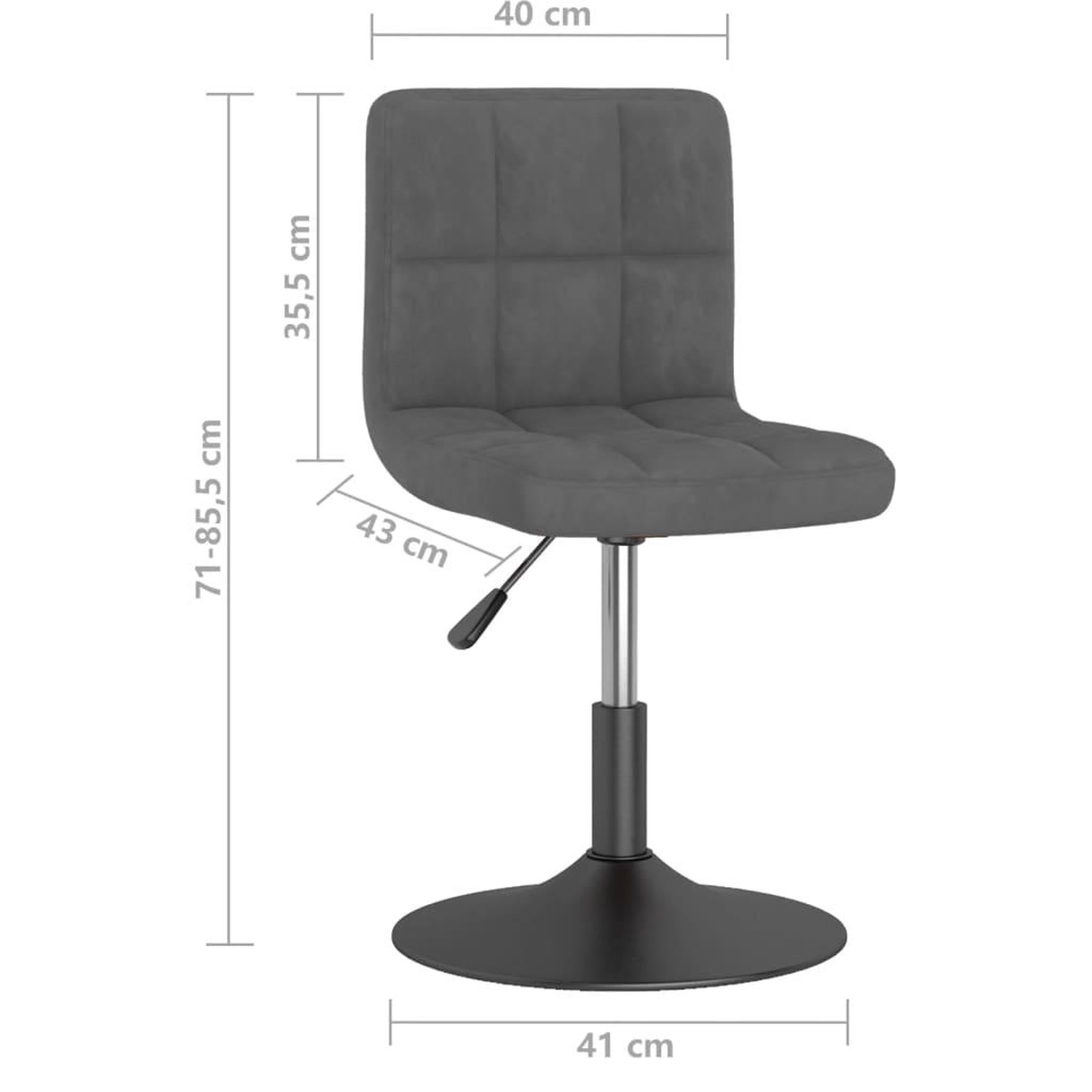 Voir la diapositive 6 : VIDAXL Chaise pivotante de salle a manger Gris fonce Velours