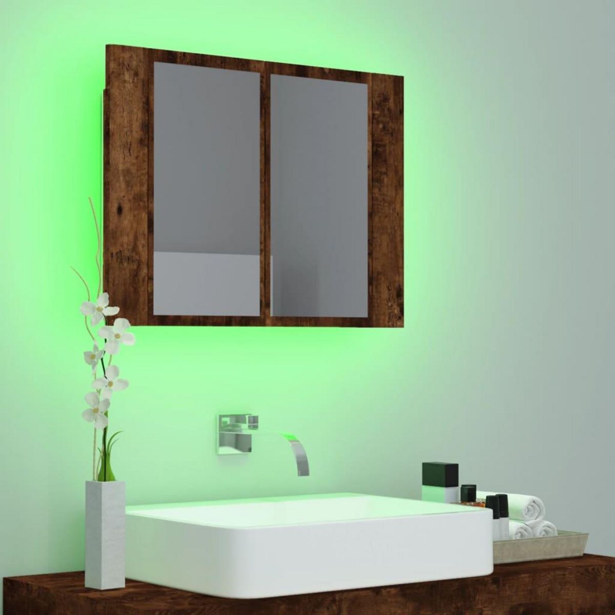 VIDAXL Armoire a miroir LED Chene fume 60x12x45 cm Bois d'ingenierie