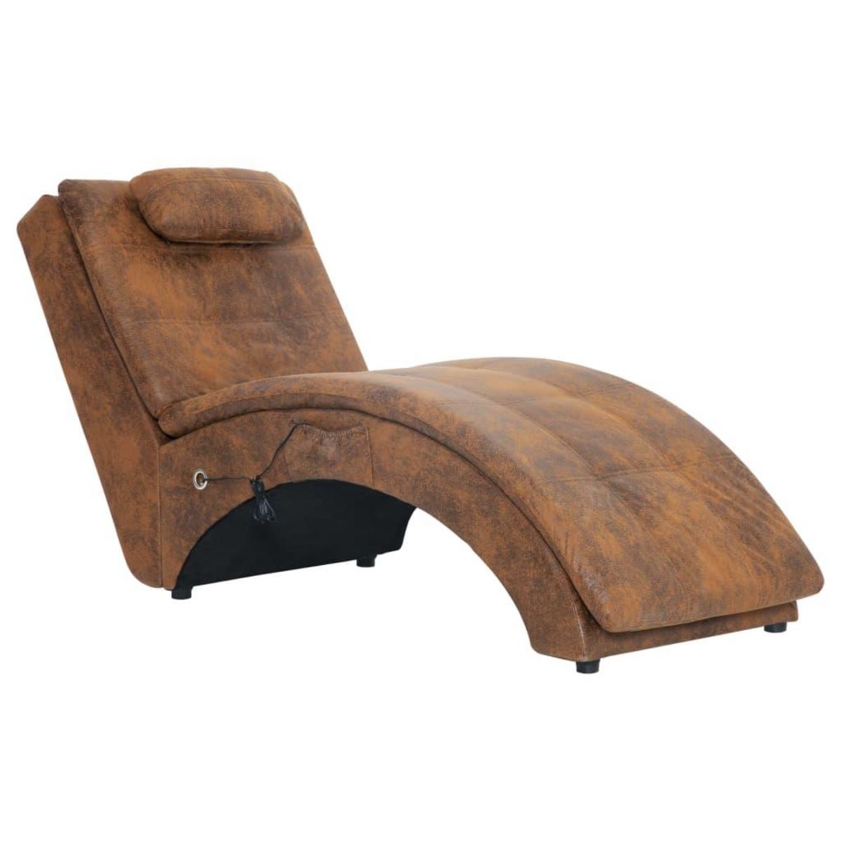 VIDAXL Chaise longue de massage avec oreiller Marron Similicuir daim