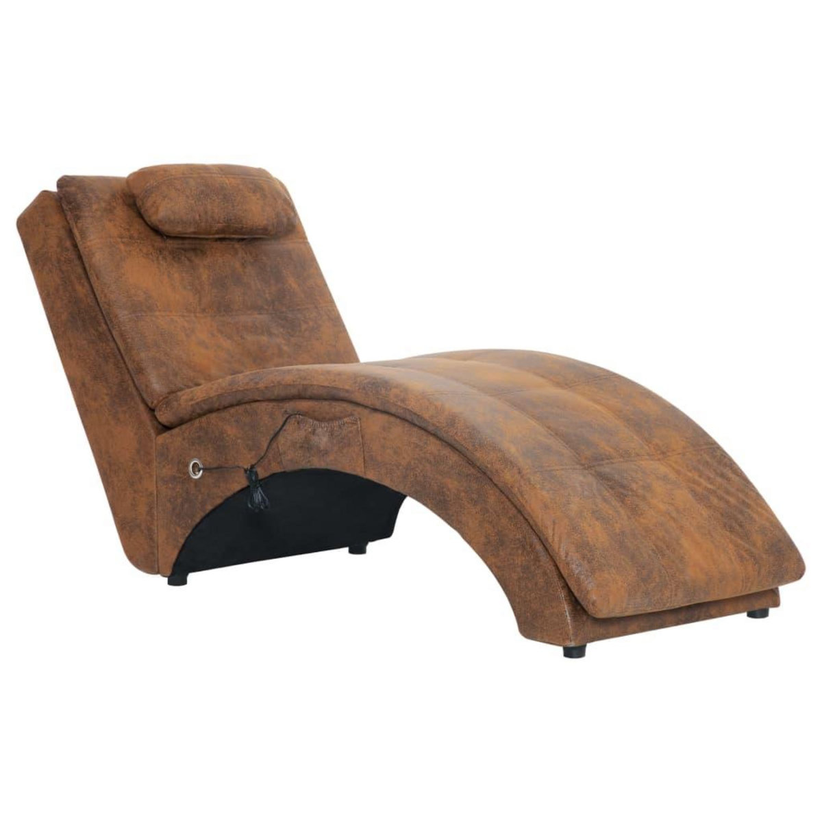 VIDAXL Chaise longue de massage avec oreiller Marron Similicuir daim