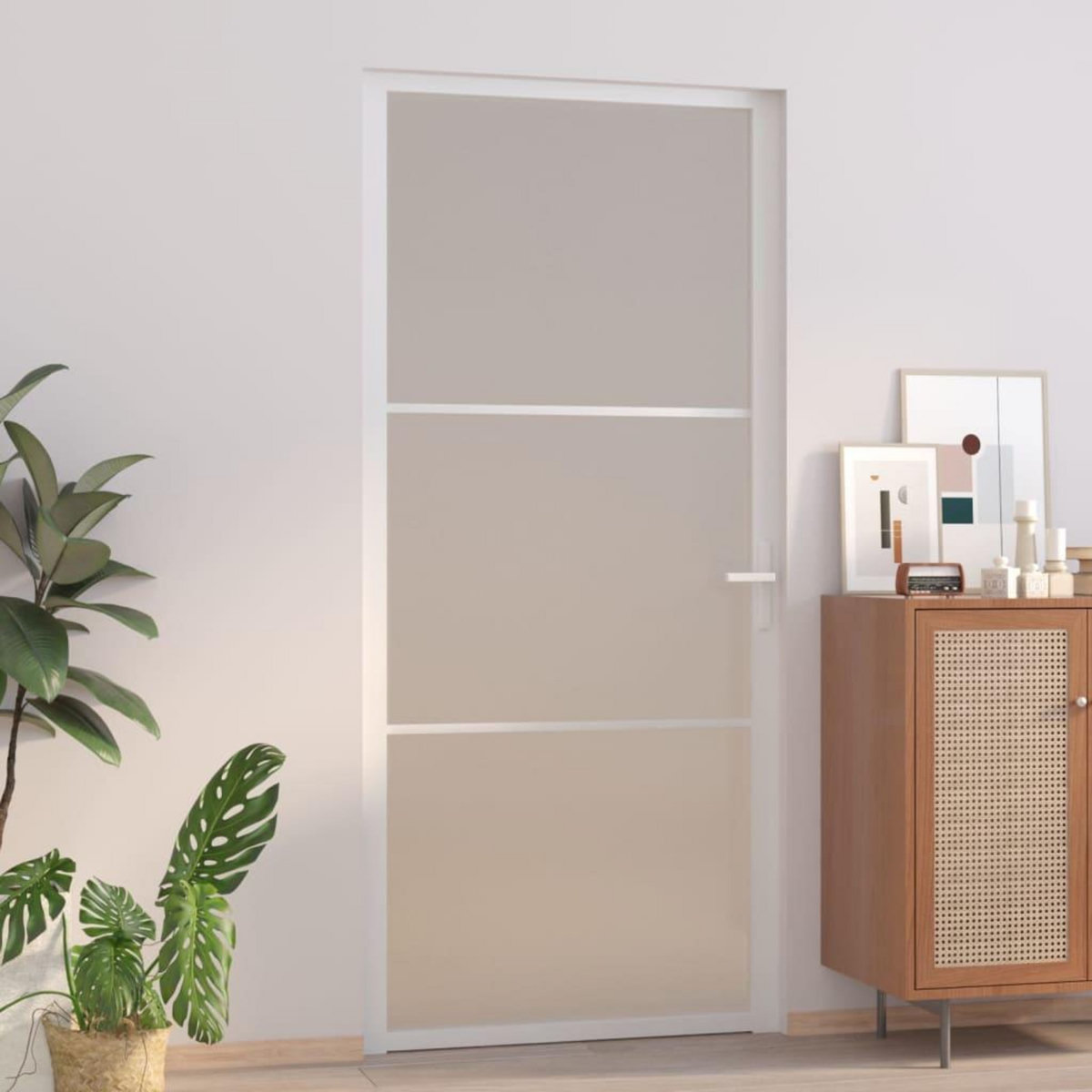 VIDAXL Porte interieure 93x201,5 cm Blanc Verre mat et aluminium