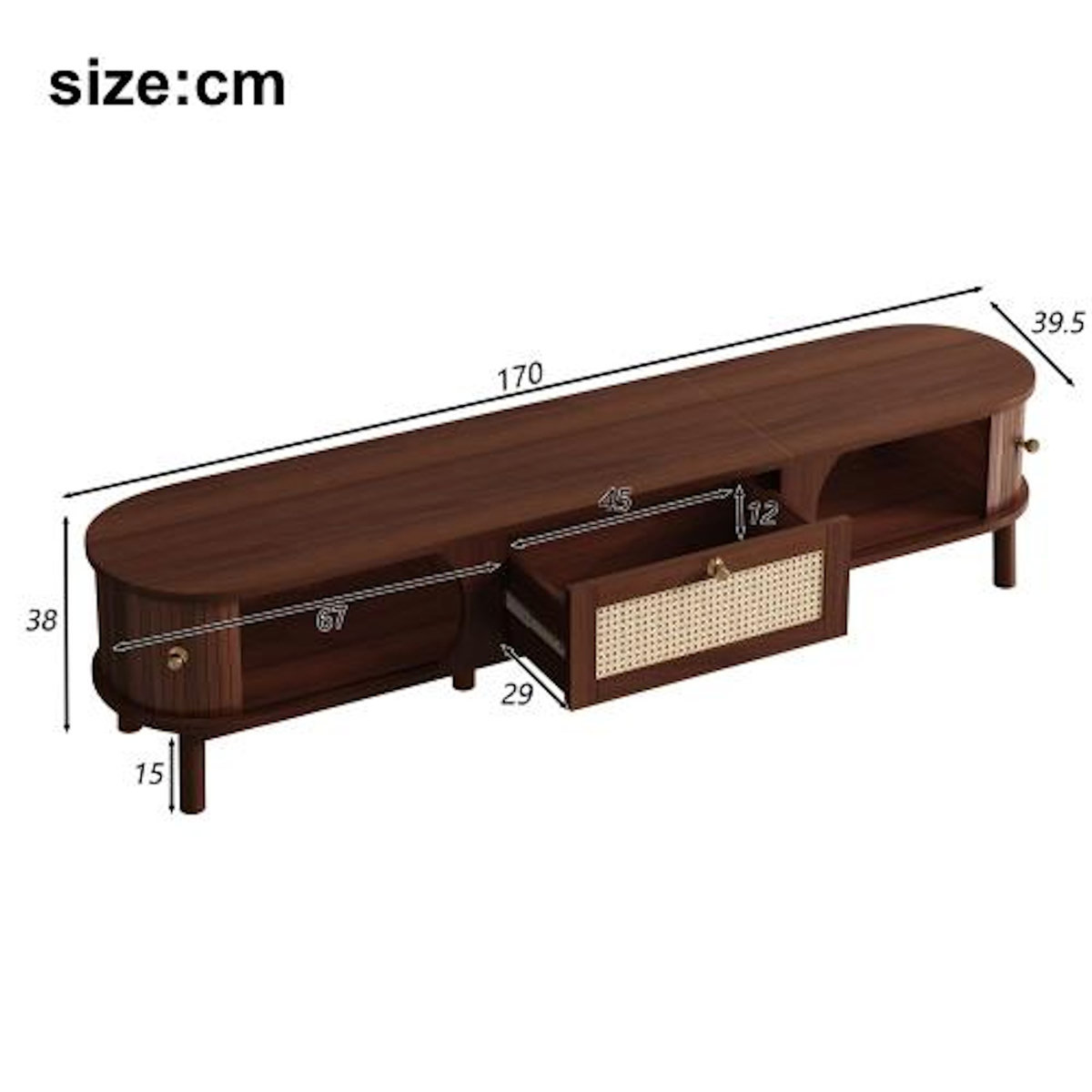 MERAX Meuble tv naturel 170 cm panneau de particules