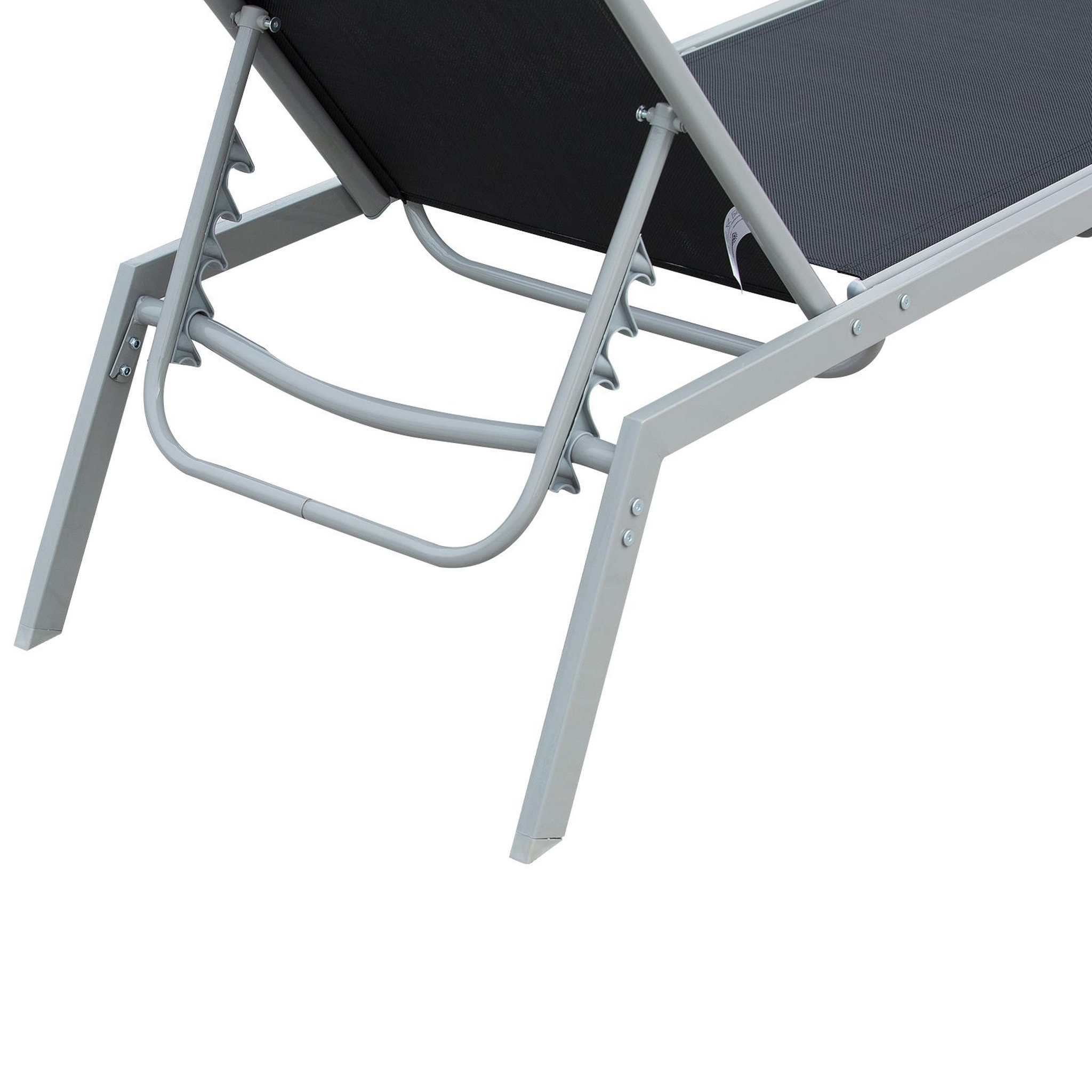 Voir la diapositive 6 : OUTSUNNY Bain de soleil transat - chaise longue - design contemporain - dossier inclinable multi-positions - métal époxy textilène noir - dim. 170 x 58 x 97 cm