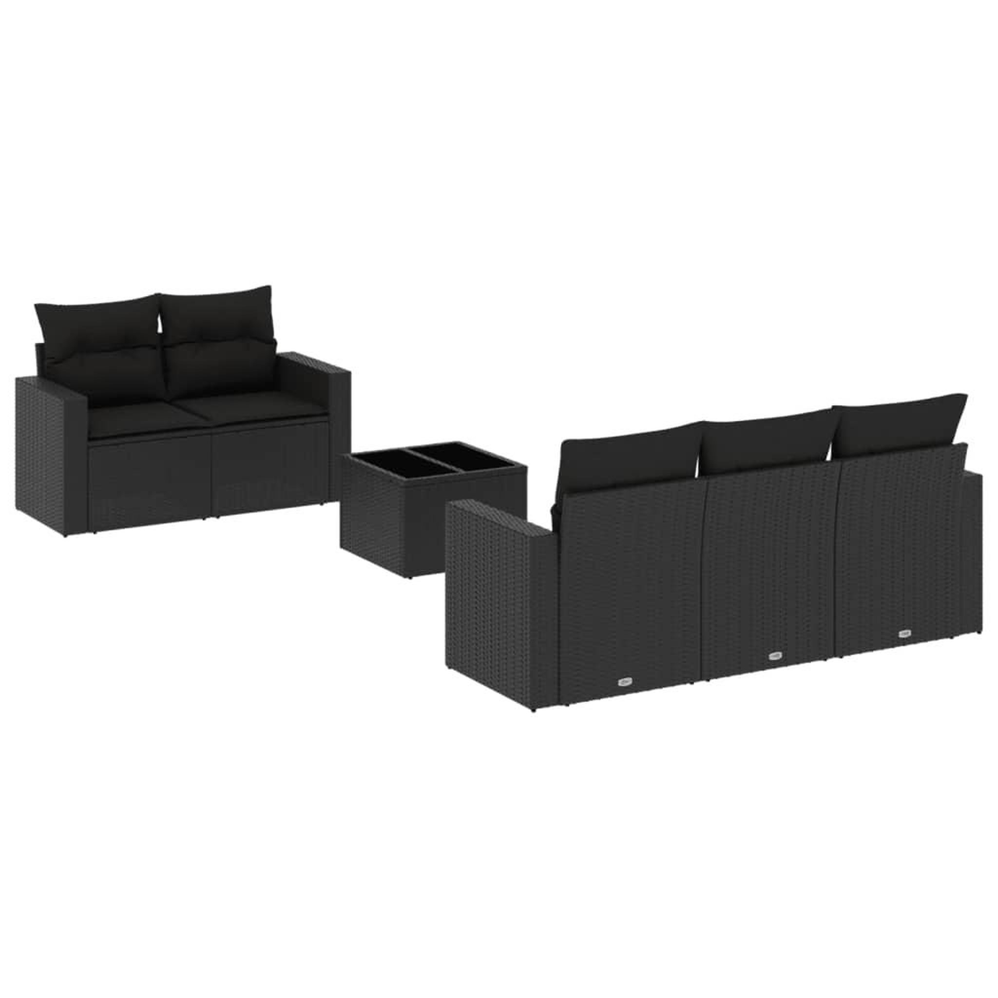 Voir la diapositive 2 : VIDAXL Salon de jardin 6 pcs avec coussins noir resine tressee