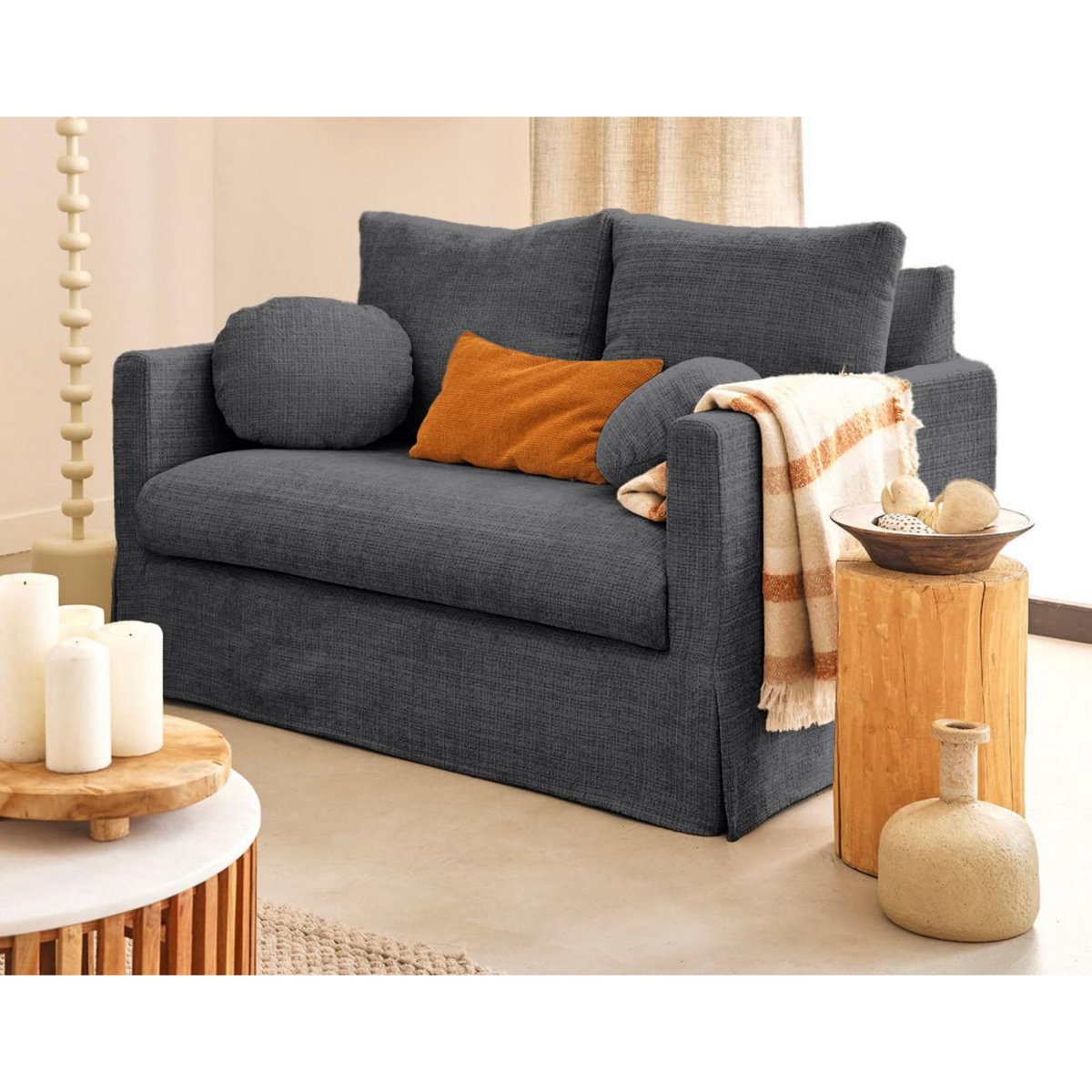 LISA DESIGN Serena - canapé droit déhoussable 2 places en velours texturé