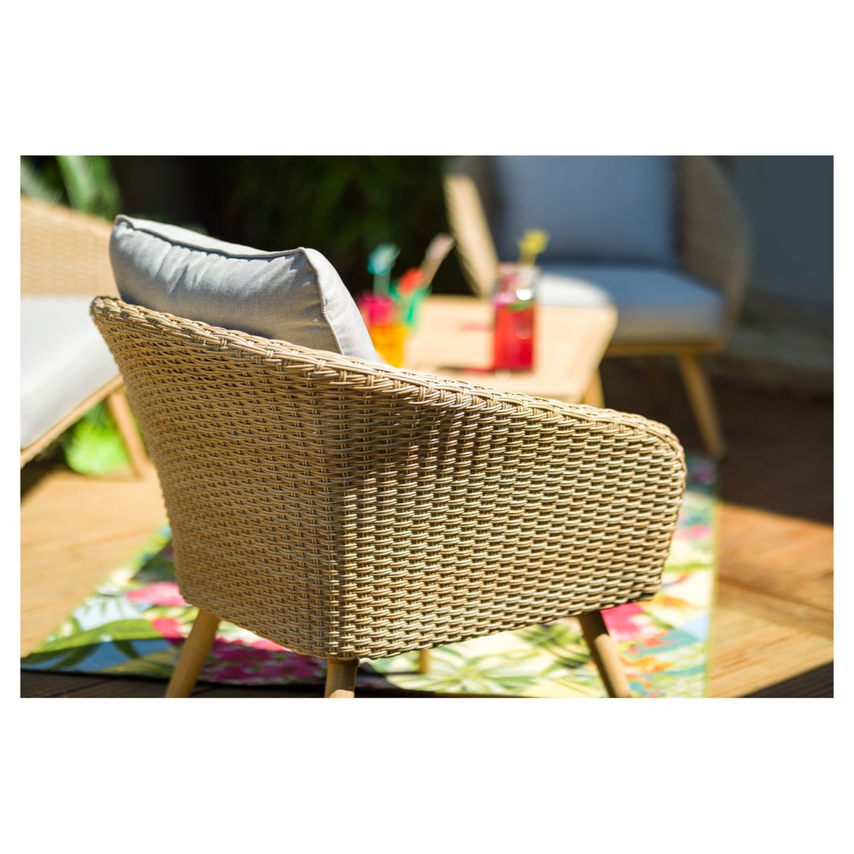 JARDILINE Salon bas de jardin - 4 places - Résine - Beige - KOH TAO