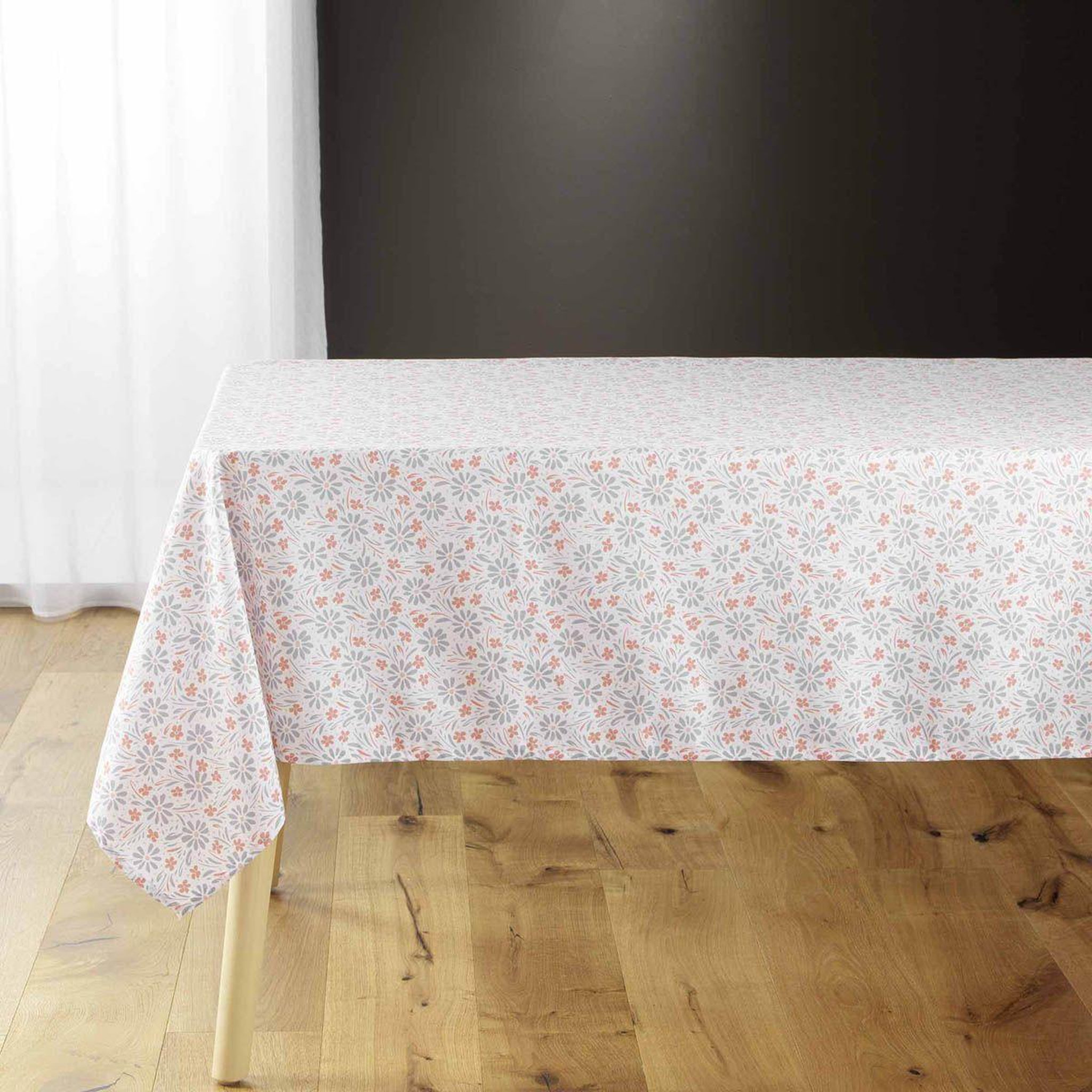 Douceur d'Intérieur Nappe microfibre imprimé  florelle  140x240cm corail