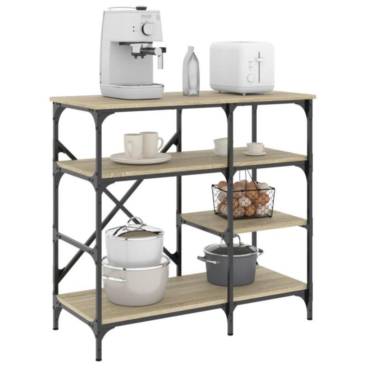 VIDAXL Support de boulanger chêne sonoma bois d'ingénierie et métal