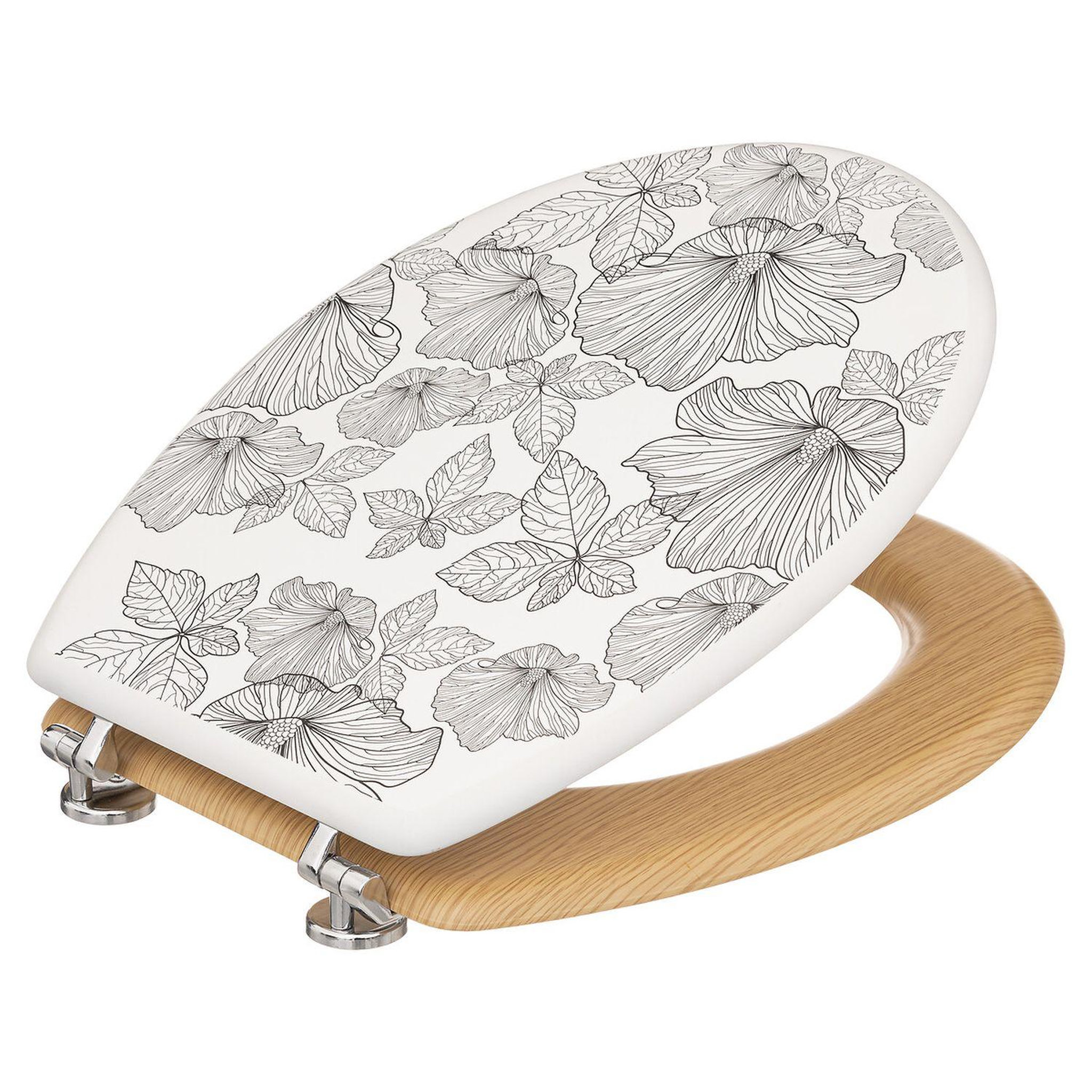 Voir la diapositive 3 : FIVE Abattant WC BlackFlora en bois et Zinc