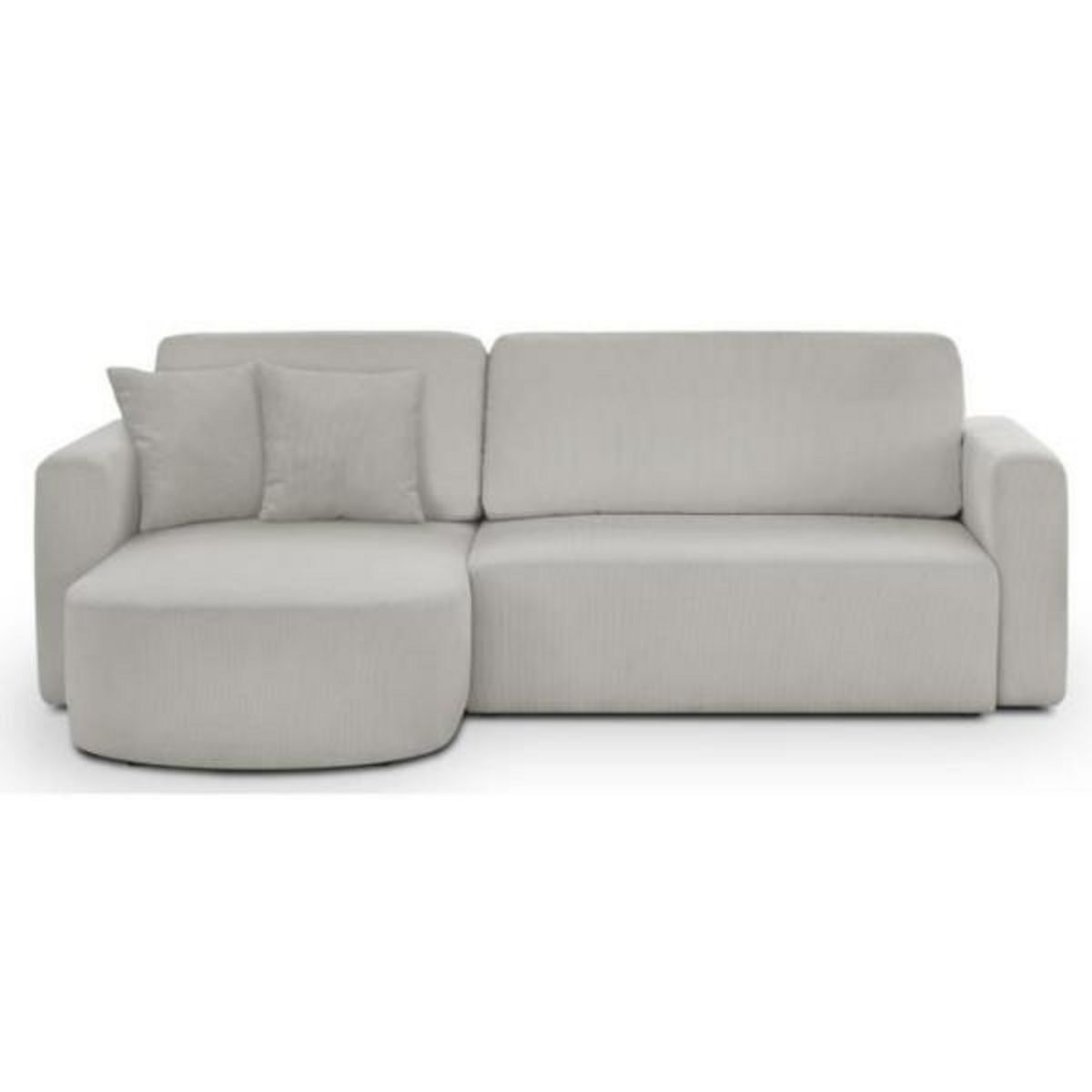 MARKET24 Canapé d'angle convertible et réversible 3 places GALET - Velours côtelé gris - Coffre de rangement - L238 x P154 x H86 cm