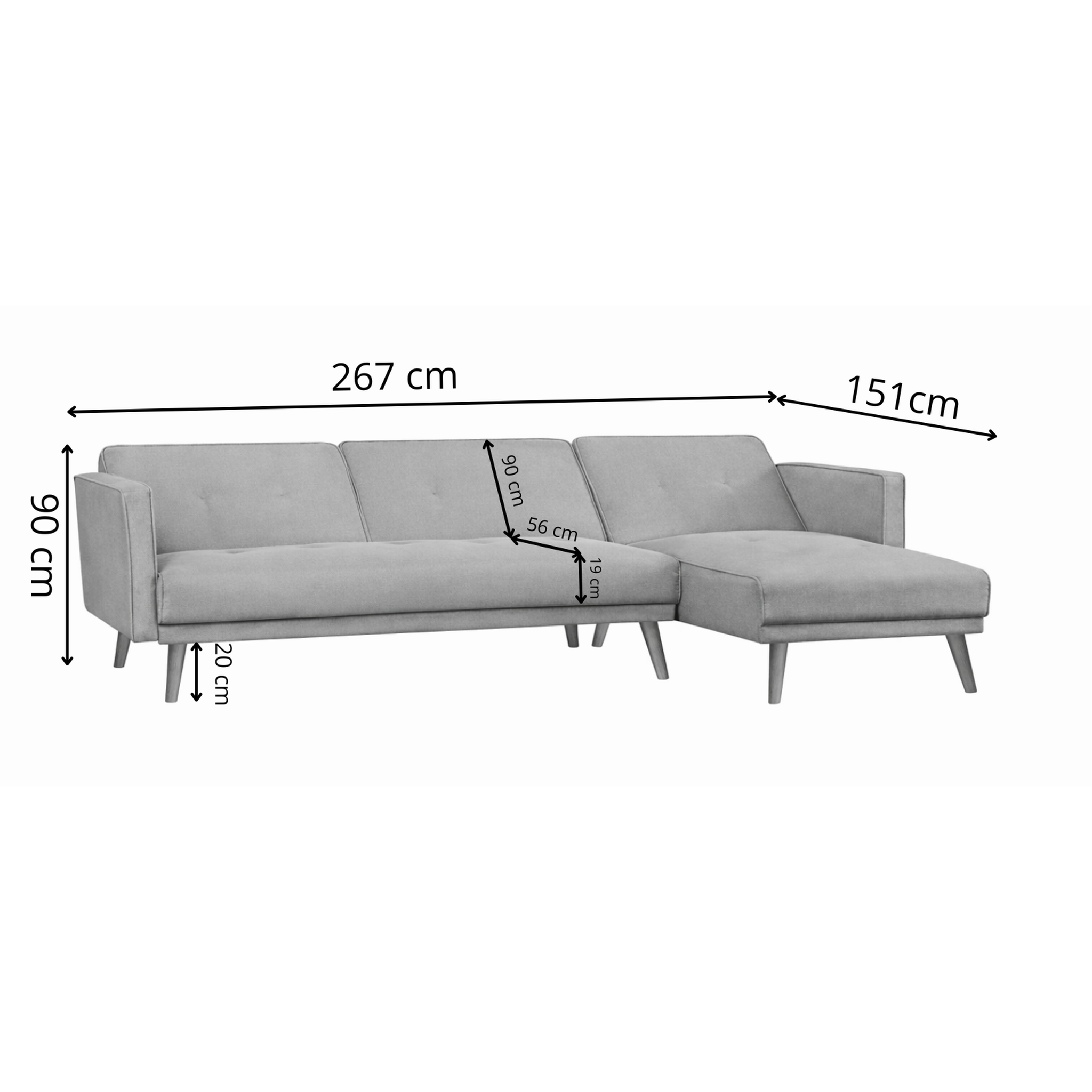 Voir la diapositive 3 : CONCEPT USINE Canapé d'angle réversible et convertible 4 places en tissu bleu canard GRACE